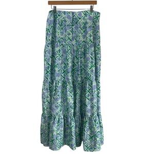 Peace Love World Boheme Green Lavender Tie Dye Tiered Maxi Skirt Womens Medium